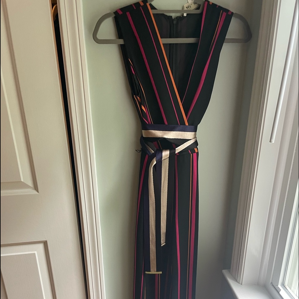 Wide leg striped jumpsuit